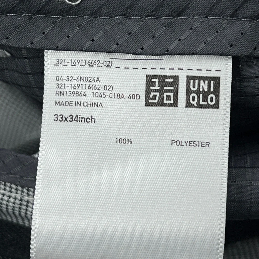 Uniqlo Kando Pants Mens‎ 33x34 Gray Houndstooth Slim Fit Lightweight Trousers
